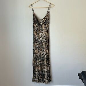 Dress Forum Women’s Snakeskin Print Sleeveless Maxi Dress Size Large ^